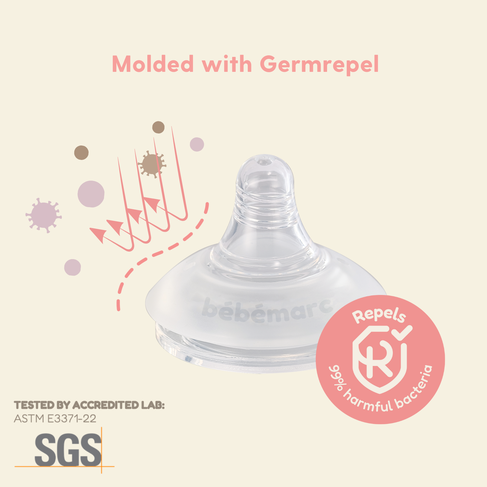 Antibacterial Natural Silicone Angled Bottle (120ML)