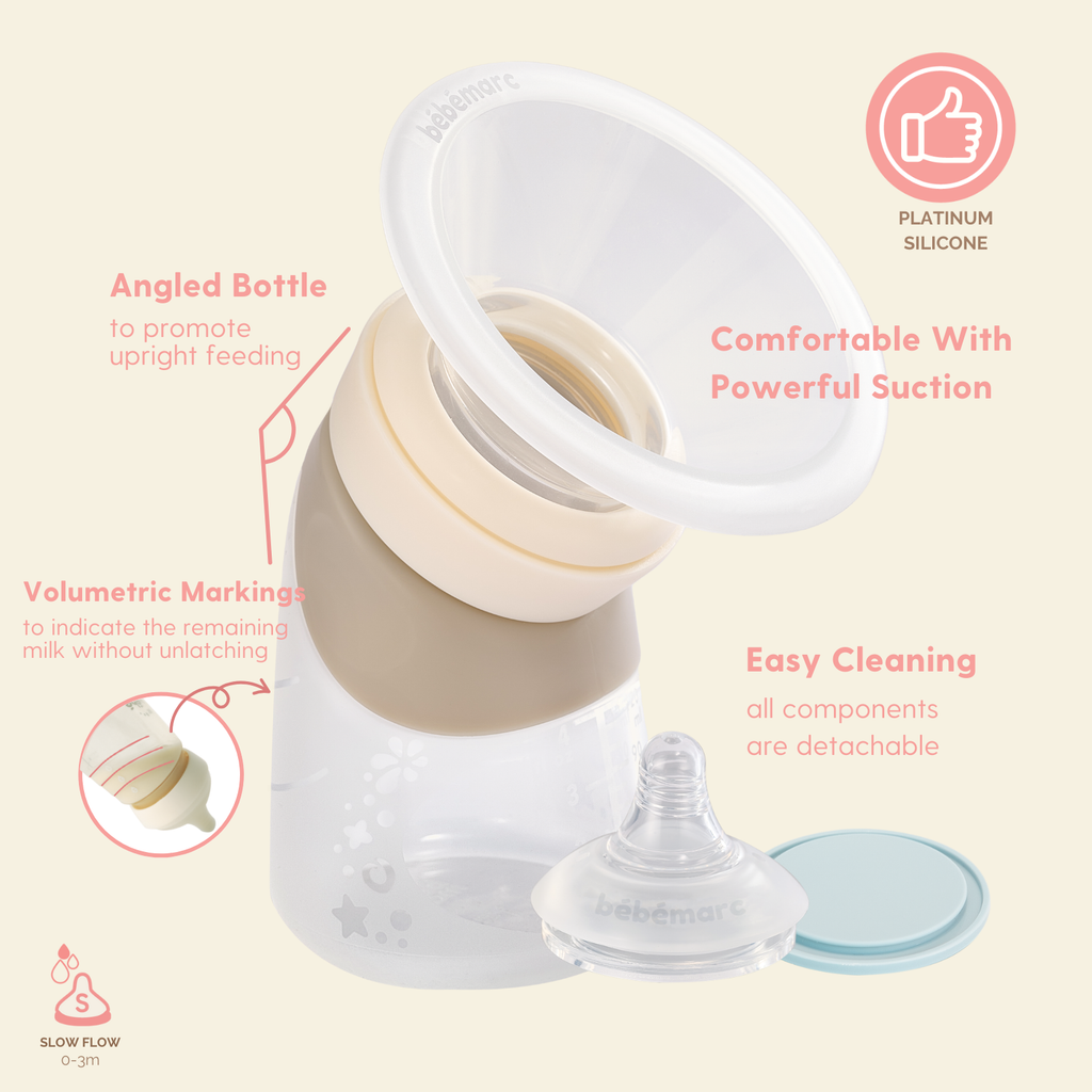Silicone Angled Feeding Bottle & Breast Pump Set