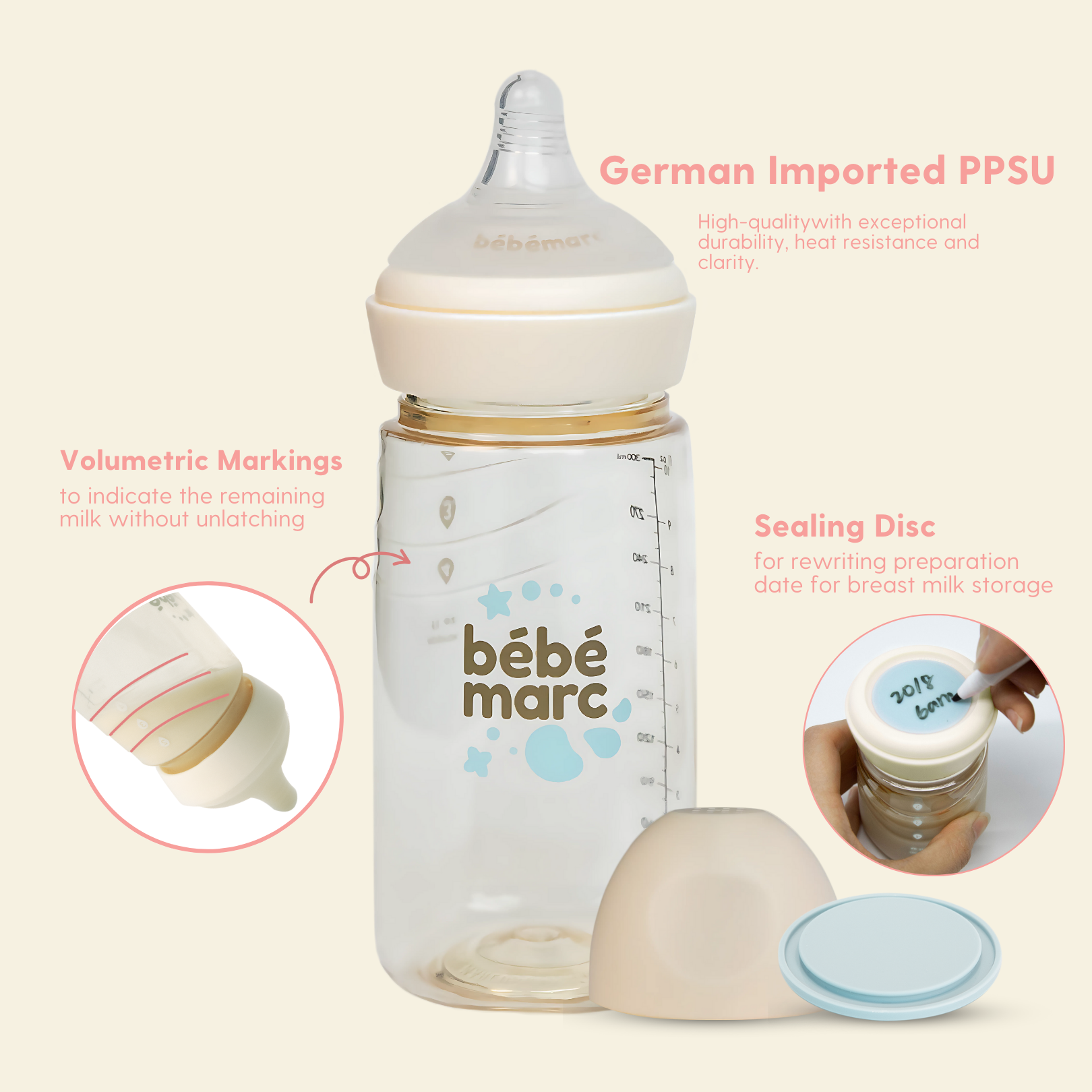 Antibacterial Natural Feeding PPSU Bottle (180ml)